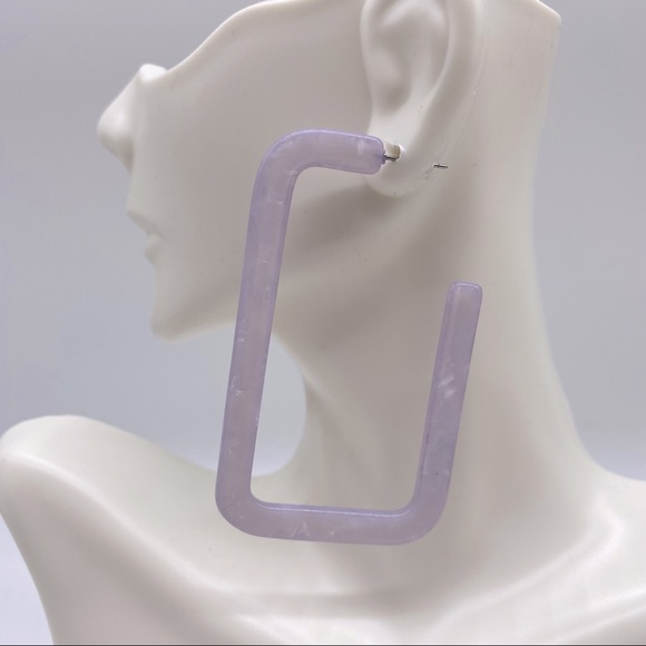 BaubleBar Jewelry - BAUBLEBAR Lilac Rectangle Resin Hoops Earrings Retro NEW
